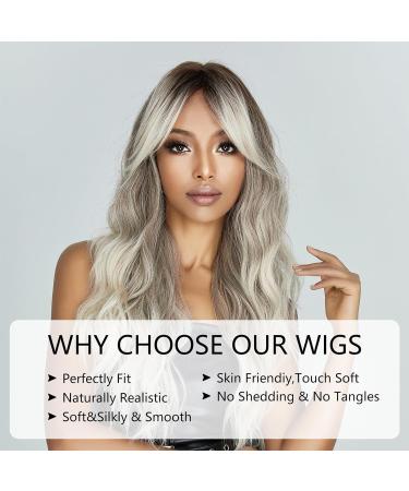 Testar Gray Wigs for Black Women - Long Ombre Brown Gray Curls with Bangs | Heat-Resistant Synthetic Wigs for Daily Wear - Buy Online on GoSupps.com