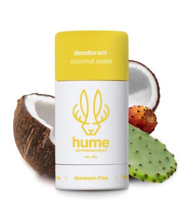 Hume Supernatural Natural Deodorant Aluminum Free for Women & Men Natural Ingredients Probiotic Plant Based Baking Soda Free Aloe & Cactus Flower Anti Sweat Stain & Odor - Coconut Coast 1-Pack