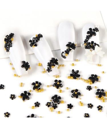 800 Pieces 3D Flower Nail Art Charm White Flowers Decoration Decals Resin With Metal Caviar Beads Mixed Size Acrylic Ornament Manicure Accessories Bags for Women Girls Multicolor - Buy Online on GoSupps.com