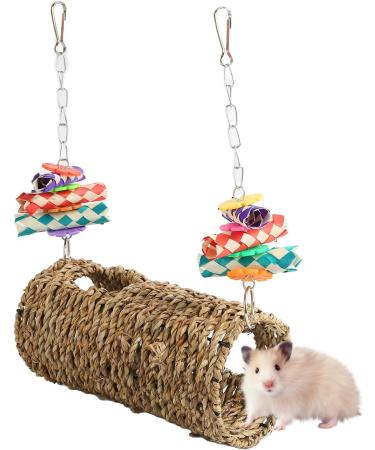 Durable Bird Grass Woven Swing with Hooks - Fun Chew Toys for Parrots Budgies Lovebirds & Finches - Ideal Bird Cage Accessory - Buy Online on GoSupps.com