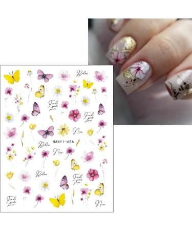 JMEOWIO 9 Sheets Flower Butterfly Nail Art Stickers Decals Self-Adhesive Spring Floral Nail Supplies Nail Art Design Decoration Accessories - Buy Online on GoSupps.com