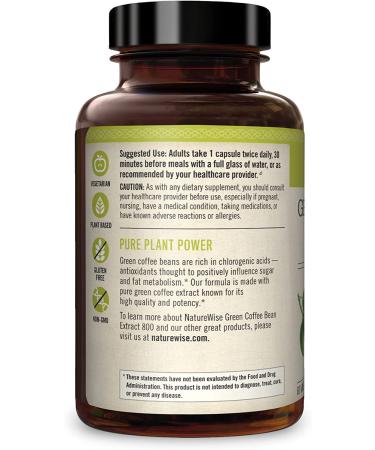 NatureWise Green Coffee Bean Extract 800 mg | 60 Vegetarian Capsules - Premium Weight Loss Support - Buy Online on GoSupps.com