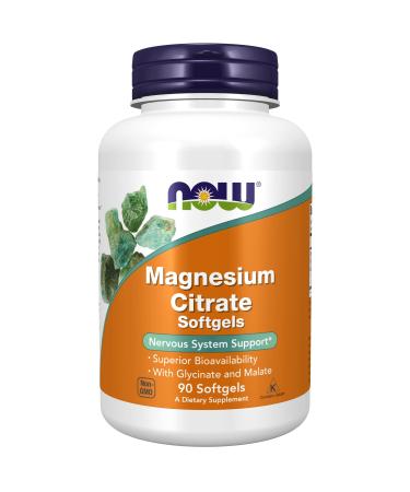 NOW Supplements  Magnesium Citrate  With Glycinate & Malate  Nervous System Support*  90 Softgels