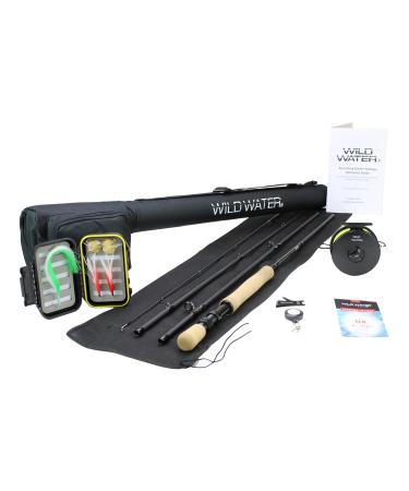 Wild Water Fly Fishing 9 Foot, 4-Piece, 7/8 Weight Fly Rod Complete Fly Fishing Rod and Reel Combo Starter Package with Saltwater Flies