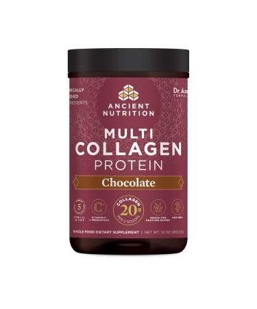 Collagen Powder Protein by Ancient Nutrition, Multi Collagen Chocolate Protein Powder, 24 Servings, with Vitamin C, Hydrolyzed Collagen Peptides Supports Skin and Nails, Gut Health, 10oz