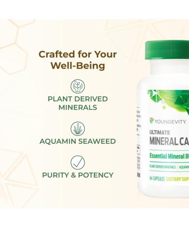 Youngevity Ultimate Mineral Caps - 70+ Essential Full Spectrum Trace Minerals - Nutrient-Dense Derived from Humic & Aquamin Seaweed (64 Capsule) (Pack of 4) 64 Count (Pack of 4) - Buy Online on GoSupps.com