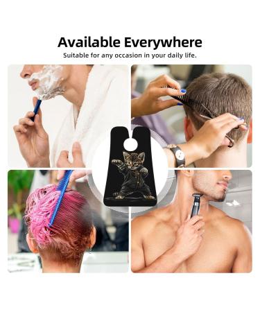 Cute Kungfu Cat Print Beard Bib Apron - Non-Stick Hair Catcher for Men | Perfect Shaving Gifts - One Size Black - Buy Online on GoSupps.com