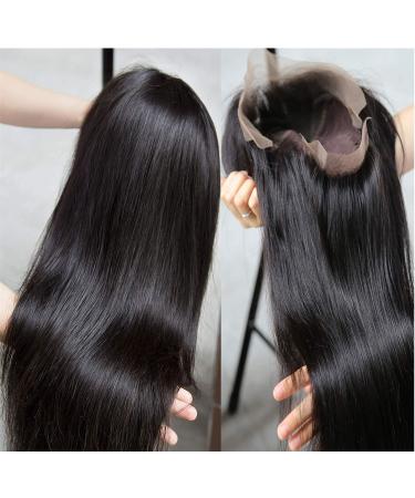 DERRICKRIS 24 Inch Straight Lace Front Human Hair Wig - 150% Density, Natural Black - for Women - Buy Online on GoSupps.com