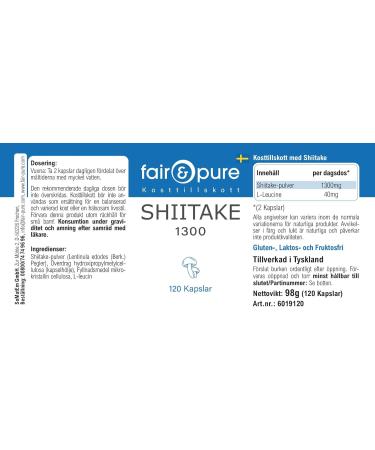 Fair & Pure - Shiitake 1300mg - 120 g lules (Lentinula edodes) - v gan - Buy Online on GoSupps.com