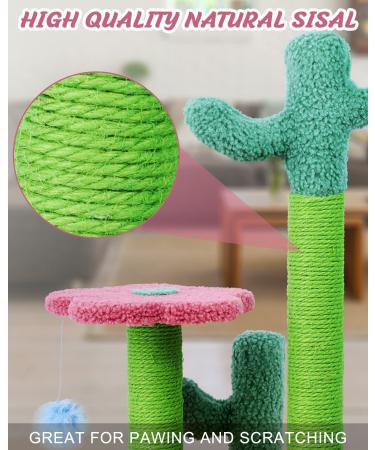 TNELTUEB Cat Scratching Post - Sisal Cactus Cat Scratcher with 3 Height Poles and Hanging Ball - Interactive Toy for Indoor Climbing and Playing - Gift for Large Cats - Buy Online on GoSupps.com