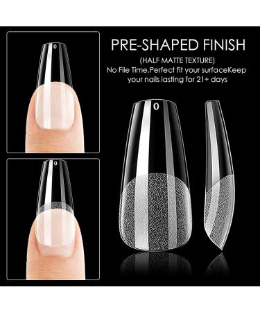 240 Pieces Half-Matte Nail Tips - Pre-Shaped Gelly Nails in 12 Sizes for Medium Coffin & Almond Shapes - International Shipping Available - Buy Online on GoSupps.com