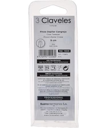 3 Claveles 12246 - Shaving tongs gold 9 cm crab tip - Buy Online on GoSupps.com