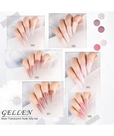 Gellen Gel Nail Polish Kit - Sheer Translucent Nude Jelly Gel Polish 6 Colors Set 8ml UV Nail Gel Nail Art Gift Box Gel Nail Polish Set for Spring Summer 0.27 fl oz Each - Buy Online on GoSupps.com