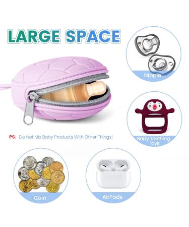 Orzbow Pink Silicone Pacifier Box - BPA-Free Pacifier Bag & Chain for 2 Pacifiers - Travel & Home Pacifier Holder - Buy Online on GoSupps.com