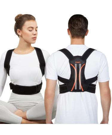 VOKKA Posture Corrector for Men and Women, Fully Adjustable Spine and Back Support, Breathable Back Brace, Comfortable Clavicle Straightener, Pain Relief for Neck, Back, Shoulders, Black X-Large