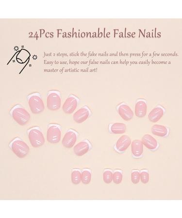 24 Pcs French False Nails - Nude White Square Press On Nails for Women & Girls - Full Cover French Fake Nails for Nail Art - Buy Online on GoSupps.com