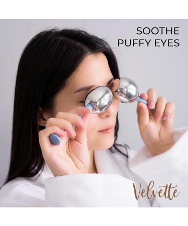 Velvette Ice Globes for Face - Stainless Steel Cryo Sticks for Cooling Face Massage - Ice Roller Massager Tools for Depuffing Eyes (2 Pack) with Storage Case - Buy Online on GoSupps.com