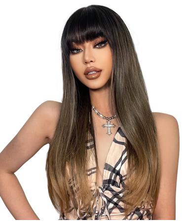 Maeau - Women's wig real hair long brown wig blonde ombre bob wigs smooth hair wig with natural short wig for daily cosplay parties brown 4 unit size