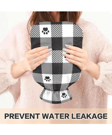 Naanle Black & White Checkered Dog Paw Heat Bottle - 1L Transparent Hot Water Bottle for Pain Relief & Cold Therapy - Ideal Hand & Feet Warmer - Buy Online on GoSupps.com