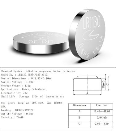 LR1130 / AG10 /189 /LR54 1.5v Alkaline Button Cell Battery Batteries (10) - Buy Online on GoSupps.com