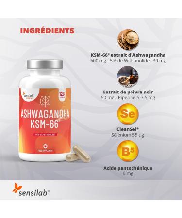 Ashwagandha KSM-66 | Extra Strong Capsules 600mg | 120 Vegan Capsules | Premium KSM-66 Root Extract Highly Dosed with 5% Withanolides | Gluten Free | Sensilab - Buy Online on GoSupps.com