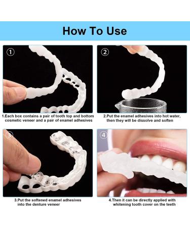 Buy Wfle 2 Pairs Cosmetic Veneer Teeth - Instant Dental Silicone Whitening Prosthesis for Men & Women | Top & Bottom False Teeth - Buy Online on GoSupps.com