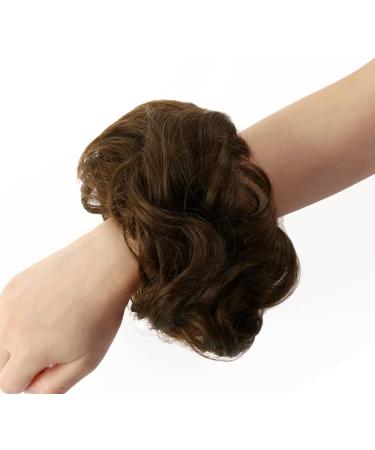 JJstar Medium Ash Brown Messy Hair Bun Scrunchies for Women - Curly Wavy Chignons Accessory - Buy Online on GoSupps.com
