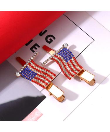 Patriotic Rhinestone Hair Clips - American Flag, Star, Heart Bows - Independence Day Accessories - Buy Online on GoSupps.com