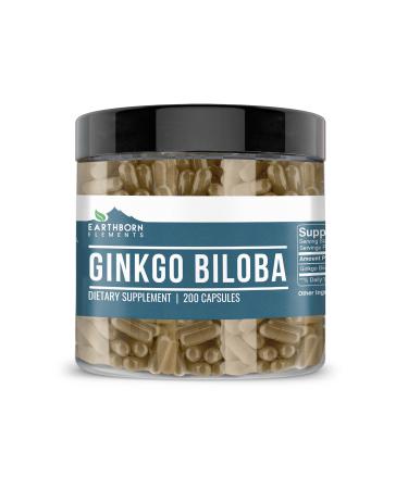 Earthborn Elements Ginkgo Biloba 200 Capsules Pure & Undiluted No Additives 200 Count (Pack of 1)
