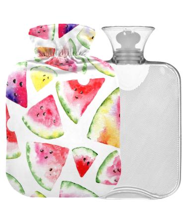 NAANLE heat bottle with watercolor colorful watermelon with cover transparent hot water bottle 1 l hot water bottle for bed hand feet pain relief heat and cold therapy