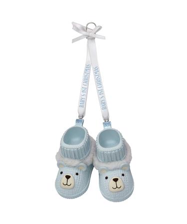 Hallmark Keepsake Ornament 2019 Year Dated Baby Boys First Christmas Blue Teddy Bear Booties