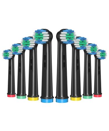Anjocare replacement brush heads for oral B 8 pack electric toothbrush replacement heads for oral B brown rechargeable toothbrush heads compatible with oral b pro1000/5000/7000 vitality) 1 piece (8 pack) black