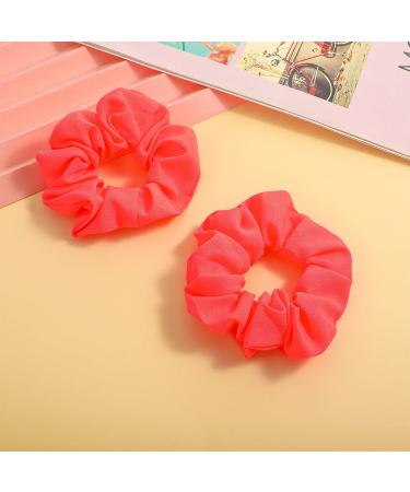 Buy Neon Hair Gum Scrunchies - 2-Piece Fluorescent Coral Silk Hair Ties for Women | Glitter Scrunchies & Scratch Ties - Buy Online on GoSupps.com