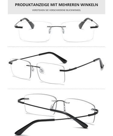 Buy Lanomi Frameless Photochromic Varifocal Reading Glasses for Men & Women - Blue Light Filter Borderless Intelligent Self-Tinting Multifocal - 1.5x Black Titan - Buy Online on GoSupps.com