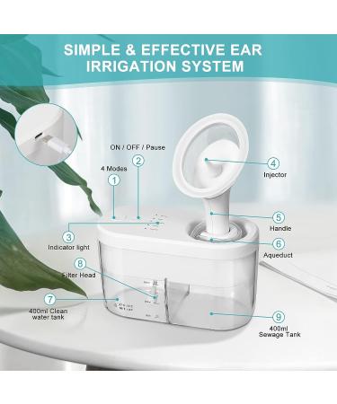 Electric Earwax Cleaner | Earigator Ear Cleaning System | Ear Wax Removal Kit with 4 Pressure Modes | USB Rechargeable | White - Buy Online on GoSupps.com