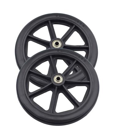Wheelchair Wheels Wheelchair Front Castor 8 Inch Wheelchair Front Wheels replacement Non-Pneumatic Black Wheel Casters rotating Wheelchairs Rollators Accessory