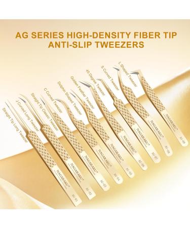 Nagaraku Faserspitze Eyelash Extension Tweezers - Professional Precision Stainless Steel Straight Tip AG-03 - Buy Online on GoSupps.com