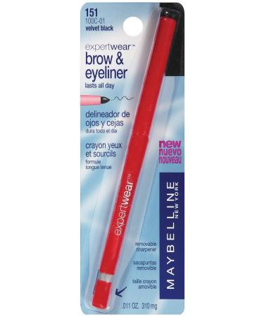 Maybelline Expert Wear Brow & Eyeliner Pencil  Velvet Black  0.01 oz. 151 Velvet Black