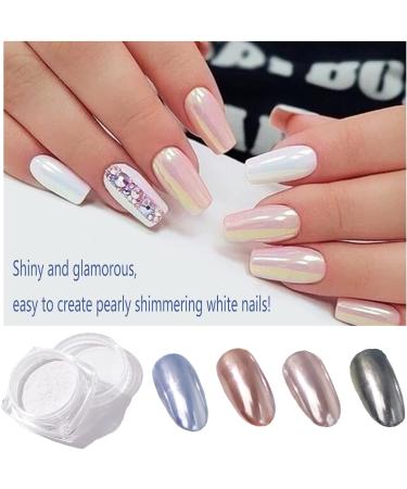 Pearl Glitter Nail Powder Set - White Pearlescent Mermaid Chrome Nail Powder for Gel Polish Nail Art - Mica Glitter Pigment for Home Decoration (2pcs) - Buy Online on GoSupps.com
