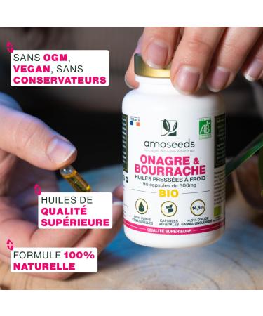 Huile d Onagre et Bourrache BIO | Premi re pression froid | 14 5% acide gamma-linol ique | 90 capsules v g tales vegan | Fabriqu en France | Qualit Sup rieure - Buy Online on GoSupps.com