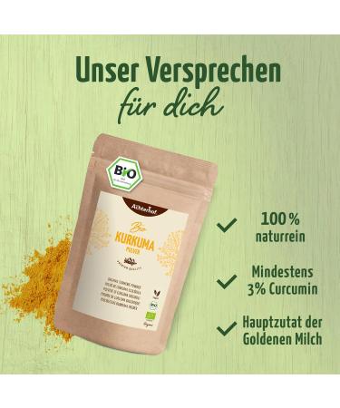 Organic Turmeric Powder 250g - Premium Finely Ground Turmeric Root for Golden Milk Tea & Asian Dishes - Achterhof - Buy Online on GoSupps.com
