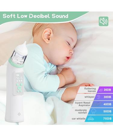 Rechargeable Baby Nasal Aspirator with 5 Suction Levels and 3 Silicone Tips - Electric Nose Cleaner for Infants and Toddlers - Light & Music Soothing Function - White - Buy Online on GoSupps.com
