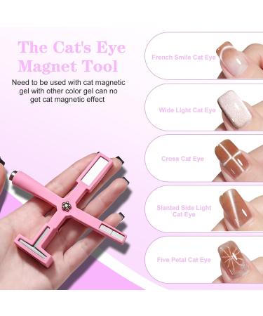 Multifunctional Nail Magnet Set - Cross Cat Eye Magnet with Silicone Shell | Magnetic Nail Art Tools & Accessories (Pink) - Buy Online on GoSupps.com
