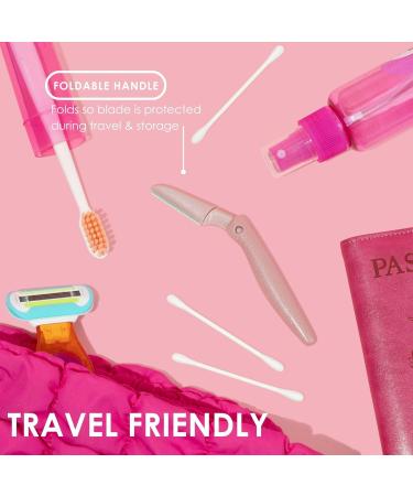 JAPONESQUE Foldable Dermaplaner Facial Razors Set - 3-Piece Eyebrow & Facial Hair Removal Kit for Women - Colorful & Convenient - Buy Online on GoSupps.com