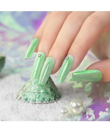 PEARL GLITTER GEL POLISH - Clear Green Shell Mermaid Effect | UV/LED Cured 7.5ml Gel Nail Polish for Shiny Pastel Nail Art Manicure - Buy Online on GoSupps.com