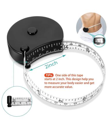 LYTOWN Upgraded Body Tape Measure Set for Weight Loss, Fitness, Bodybuilding, and Muscle Gain - Lock Pin, Retractable Button, Soft Sewing Tape - Measures Body Circumferences - 60Inch/150cm - 2Pcs Black - Buy Online on GoSupps.com