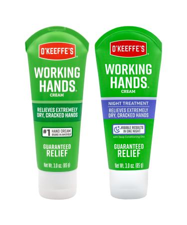 O'Keeffe's Working Hands Hand Cream, 3 Ounce Tube and Night Treatment Hand Cream, 3 Ounce Tube 3 oz.