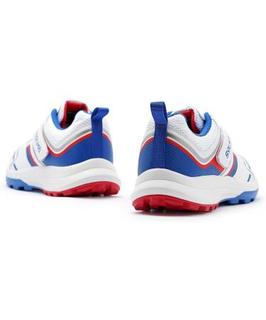 SOLM8 Men's Cricket Shoes - Rubber Spikes, All Round Performance Footwear (Blue/Red) - Size 11 - Buy Online on GoSupps.com