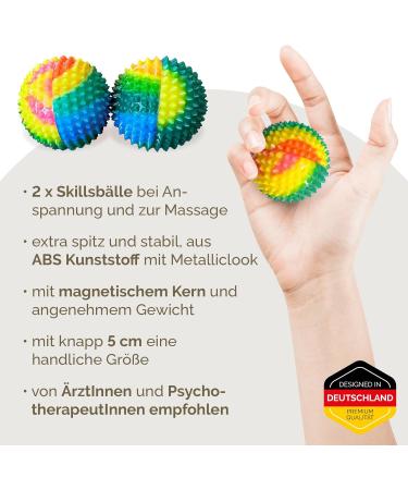 2x DBT Skills Hedgehog Ball - Magnetic Acupressure Stress Relief & Massage | Colorful 47mm Balls for Tension Relief Mobility & Concentration - Buy Online on GoSupps.com