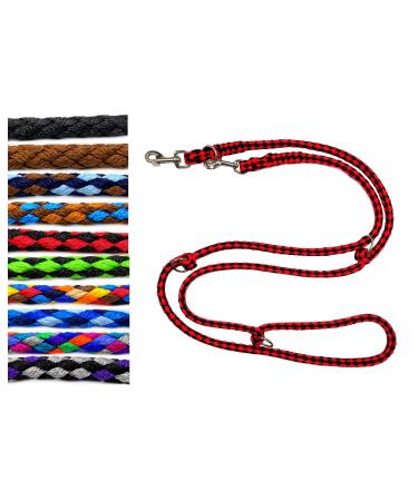 Dog linen large dogs up to 80 kg double linen jumbo 2.40m / 2.80m / 3.50m / 5m adjustable exercise line / guide in 17 different fabulas very stable (2.40m 3-fold black-red) 2.40m 3-fold black red